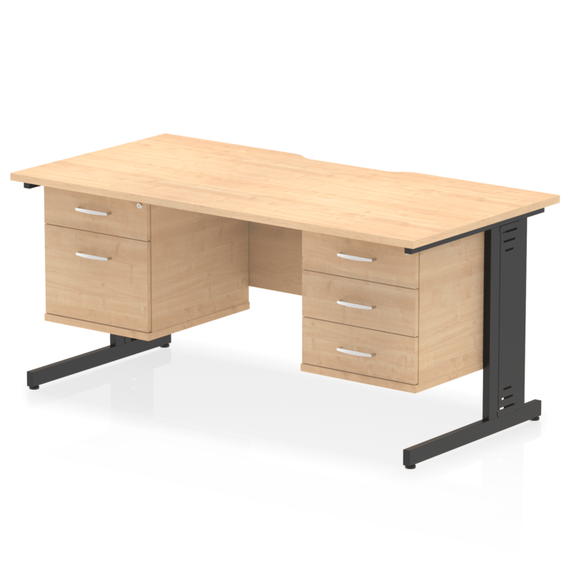 Impulse Scalloped Edge 1600mm Cable Managed Straight Desk With Two Fixed Pedestal - Image 10