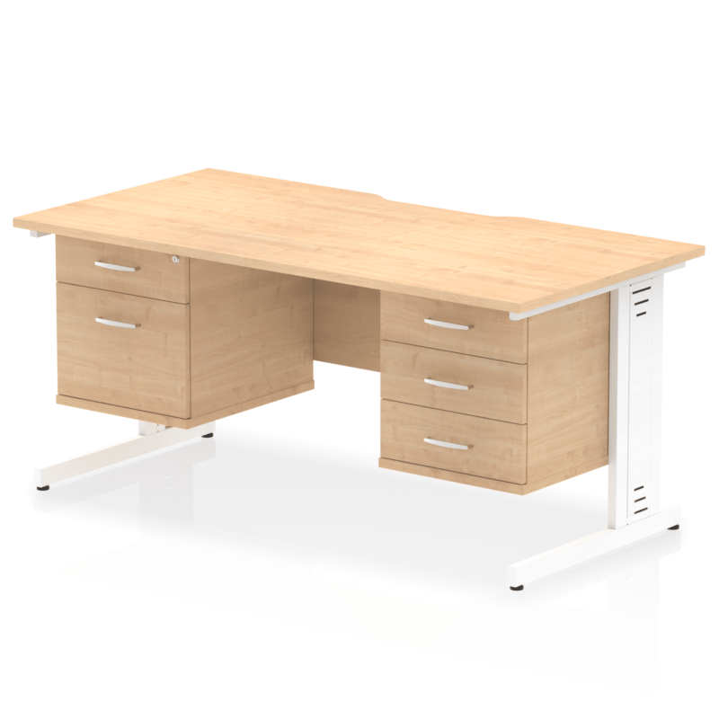 Impulse Scalloped Edge 1600mm Cable Managed Straight Desk With Two Fixed Pedestal - Image 12