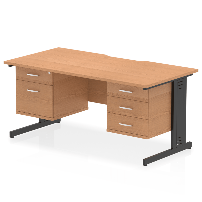 Impulse Scalloped Edge 1600mm Cable Managed Straight Desk With Two Fixed Pedestal - Image 13
