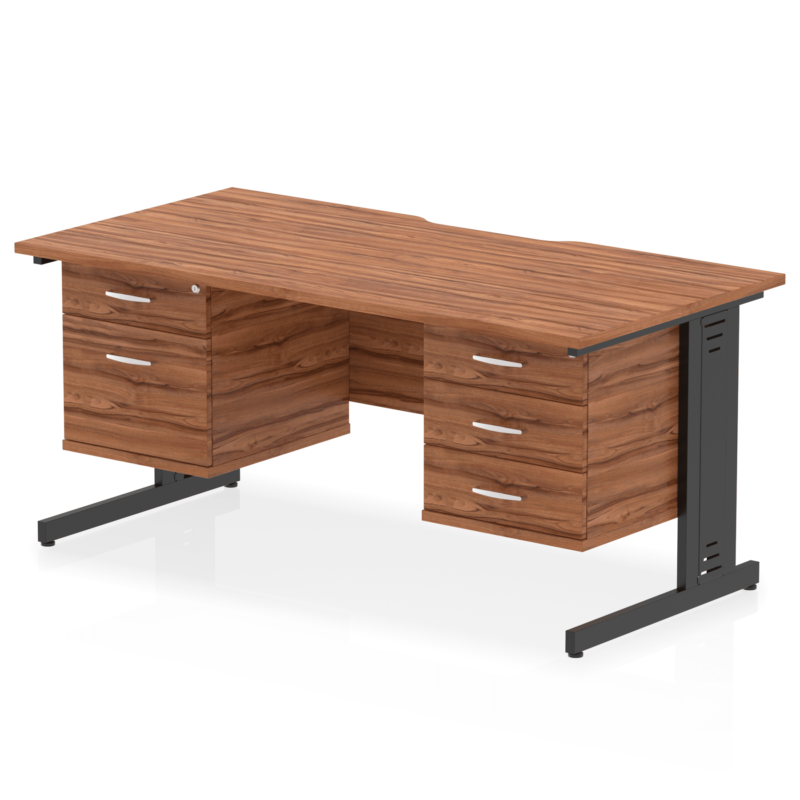 Impulse Scalloped Edge 1600mm Cable Managed Straight Desk With Two Fixed Pedestal - Image 16