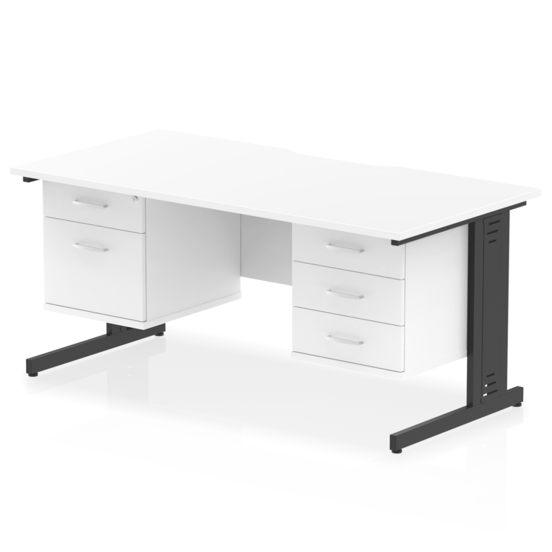 Impulse Scalloped Edge 1600mm Cable Managed Straight Desk With Two Fixed Pedestal - Image 19