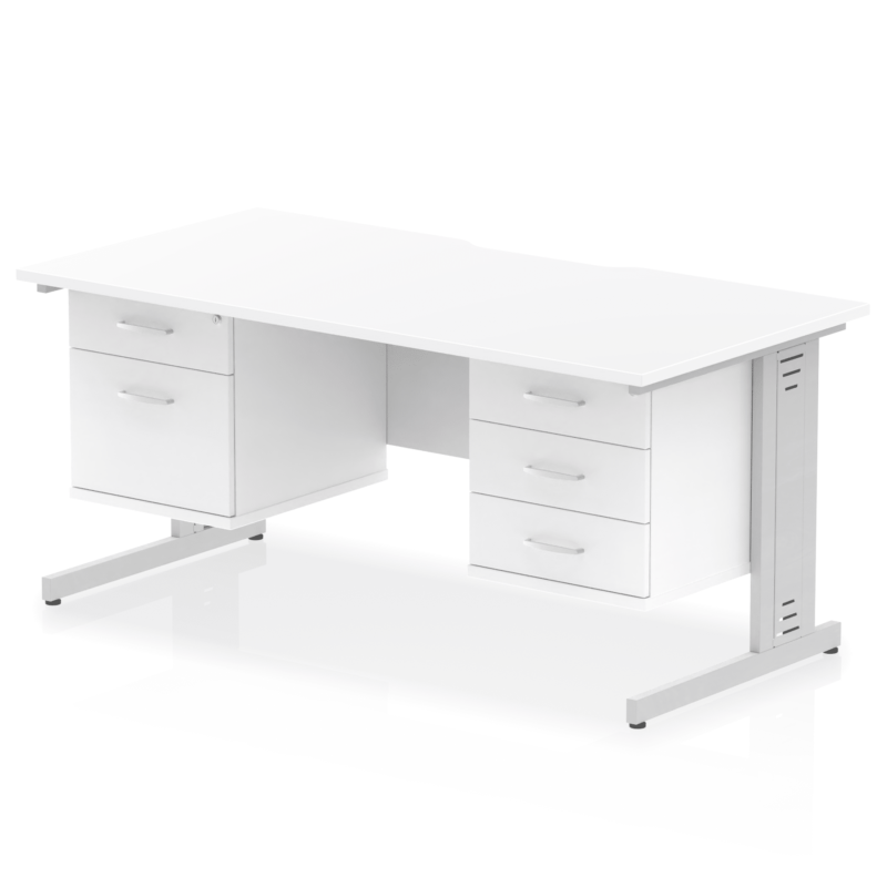 Impulse Scalloped Edge 1600mm Cable Managed Straight Desk With Two Fixed Pedestal - Image 20