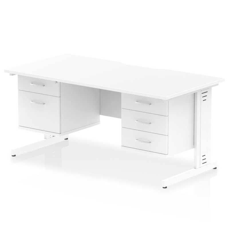 Impulse Scalloped Edge 1600mm Cable Managed Straight Desk With Two Fixed Pedestal - Image 21