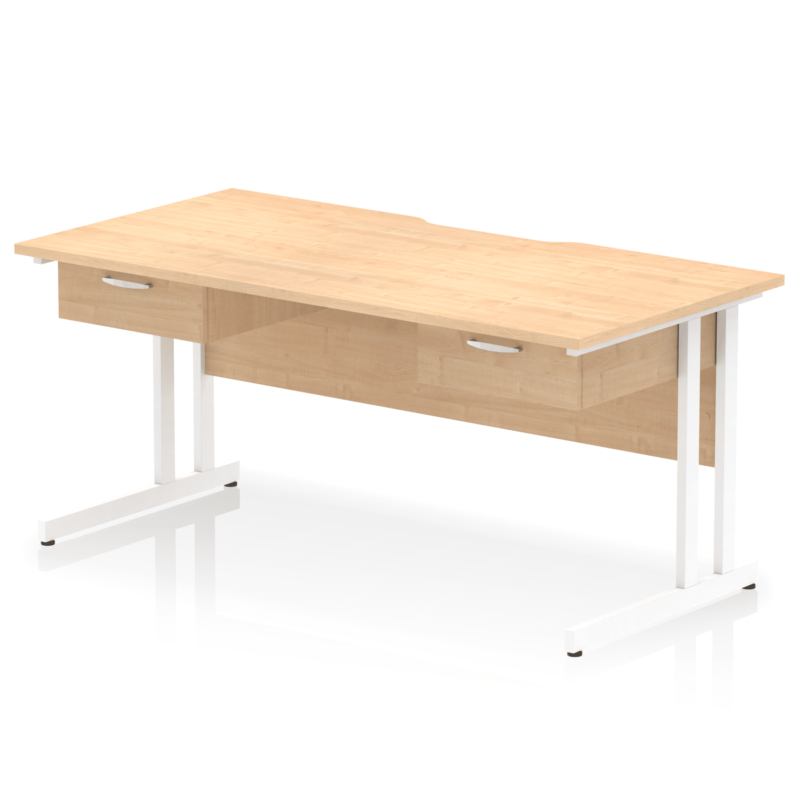 Impulse Scalloped Edge Cantilever Straight Desk With Two One Drawer Fixed Pedestals - Image 16