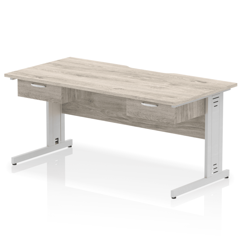 Impulse Scalloped Edge Cable Managed Straight Desk With Two One Drawer Fixed Pedestals - Image 8