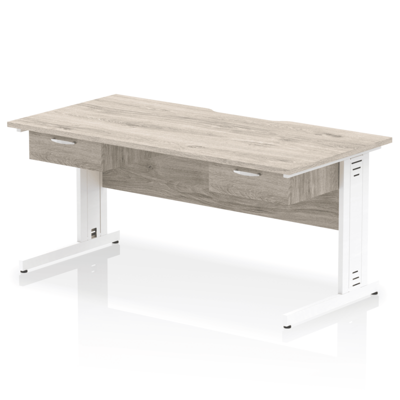 Impulse Scalloped Edge Cable Managed Straight Desk With Two One Drawer Fixed Pedestals - Image 15