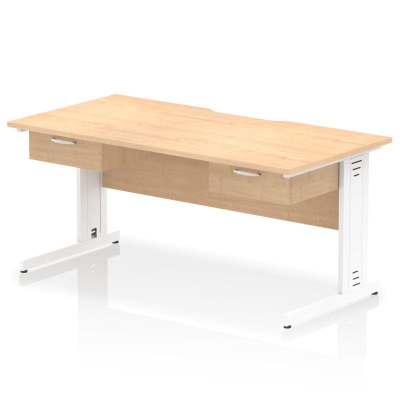 Impulse Scalloped Edge Cable Managed Straight Desk With Two One Drawer Fixed Pedestals - Image 16