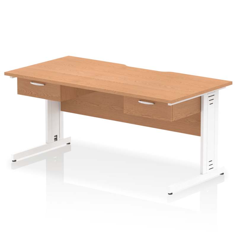 Impulse Scalloped Edge Cable Managed Straight Desk With Two One Drawer Fixed Pedestals - Image 17