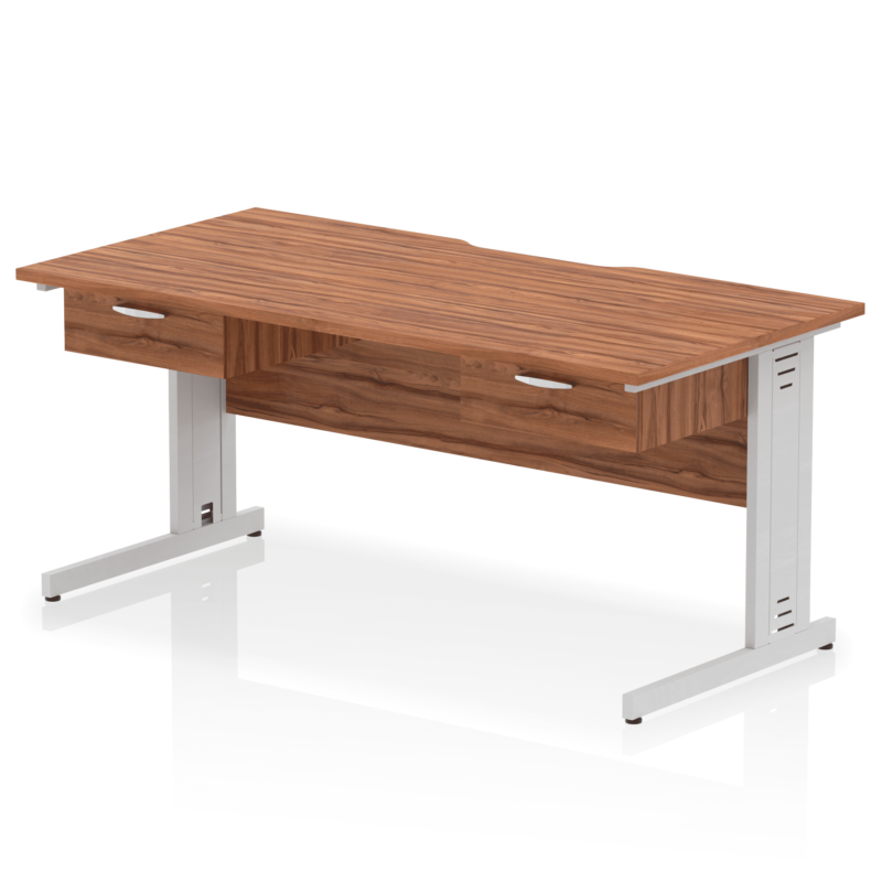 Impulse Scalloped Edge Cable Managed Straight Desk With Two One Drawer Fixed Pedestals - Image 11