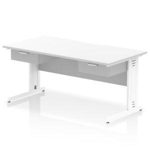 Impulse Scalloped Edge Cable Managed Straight Desk With Two One Drawer Fixed Pedestals - Image 19