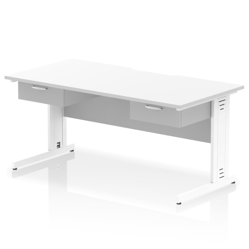 Impulse Scalloped Edge Cable Managed Straight Desk With Two One Drawer Fixed Pedestals - Image 19