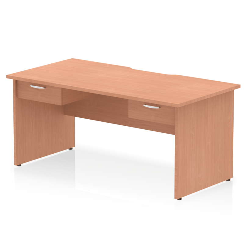 Impulse Scalloped Edge Panel End Straight Desk Frame With Two One Drawer Fixed Pedestals - Image 2