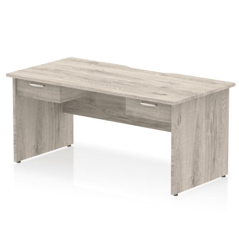 Impulse Scalloped Edge Panel End Straight Desk Frame With Two One Drawer Fixed Pedestals - Image 3