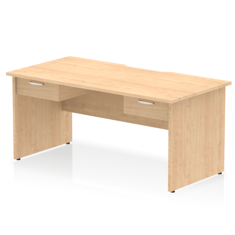 Impulse Scalloped Edge Panel End Straight Desk Frame With Two One Drawer Fixed Pedestals - Image 4