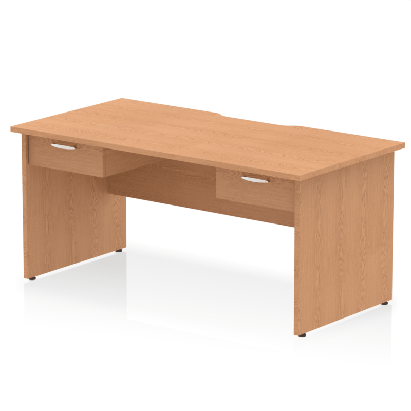 Impulse Scalloped Edge Panel End Straight Desk Frame With Two One Drawer Fixed Pedestals - Image 5