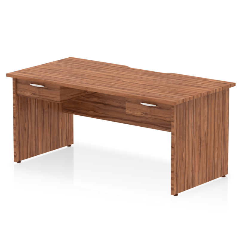 Impulse Scalloped Edge Panel End Straight Desk Frame With Two One Drawer Fixed Pedestals - Image 6
