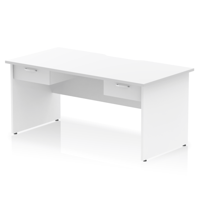 Impulse Scalloped Edge Panel End Straight Desk Frame With Two One Drawer Fixed Pedestals - Image 7