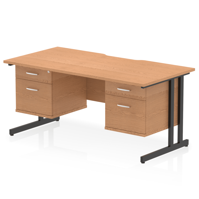 Impulse Scalloped Edge 1600mm Cantilever Straight Desk With Two Fixed Pedestal - Image 31