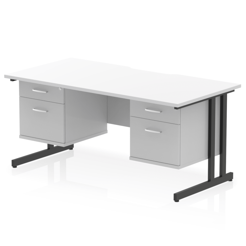 Impulse Scalloped Edge 1600mm Cantilever Straight Desk With Two Fixed Pedestal - Image 37
