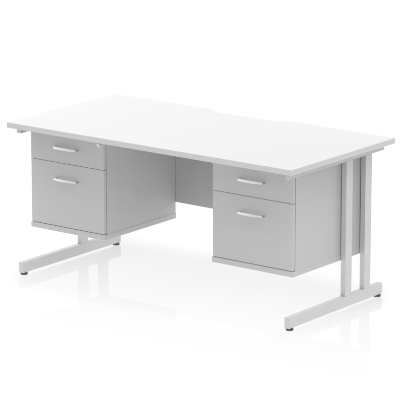 Impulse Scalloped Edge 1600mm Cantilever Straight Desk With Two Fixed Pedestal - Image 38
