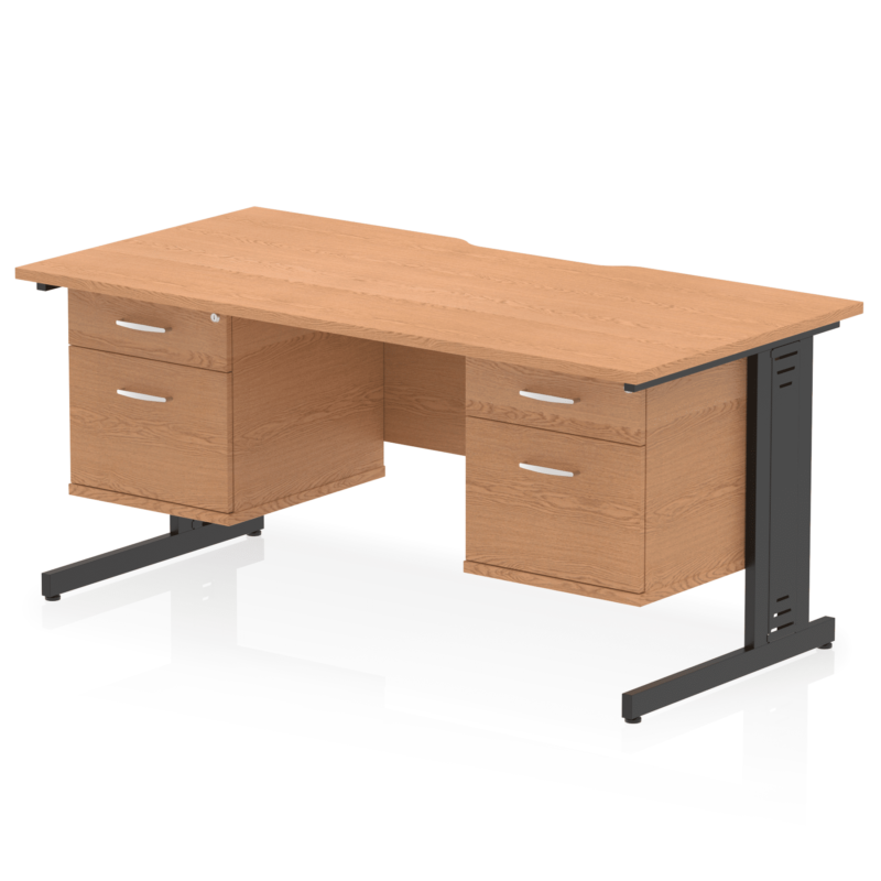 Impulse Scalloped Edge 1600mm Cable Managed Straight Desk With Two Fixed Pedestal - Image 31