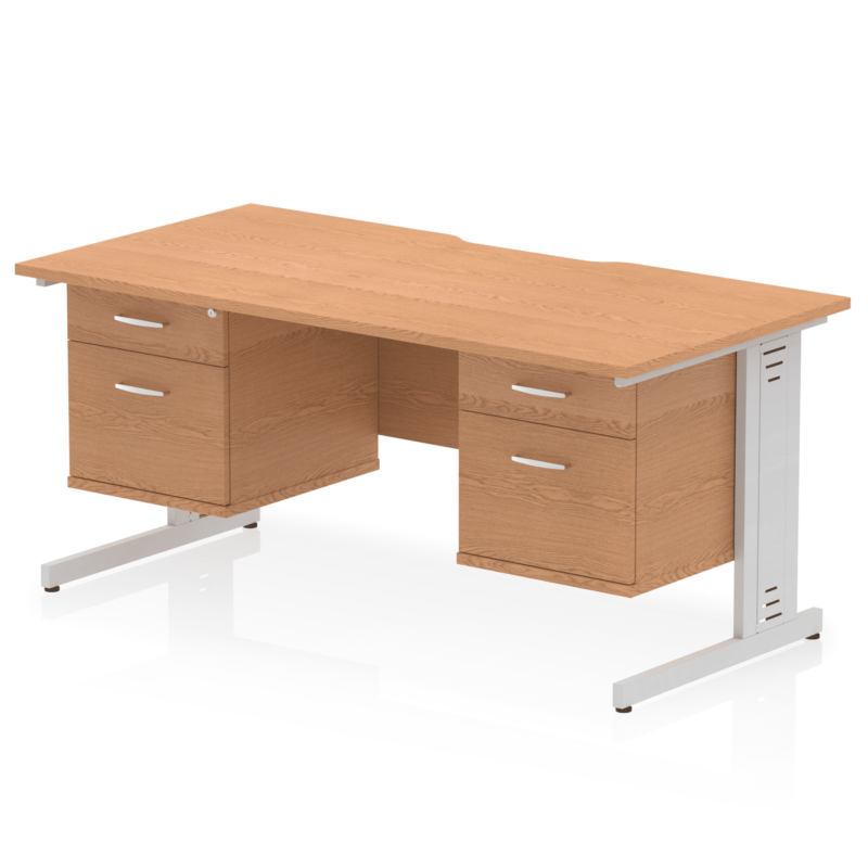 Impulse Scalloped Edge 1600mm Cable Managed Straight Desk With Two Fixed Pedestal - Image 32