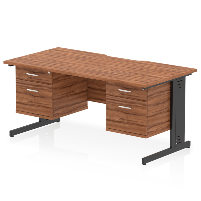 Impulse Scalloped Edge 1600mm Cable Managed Straight Desk With Two Fixed Pedestal - Image 34
