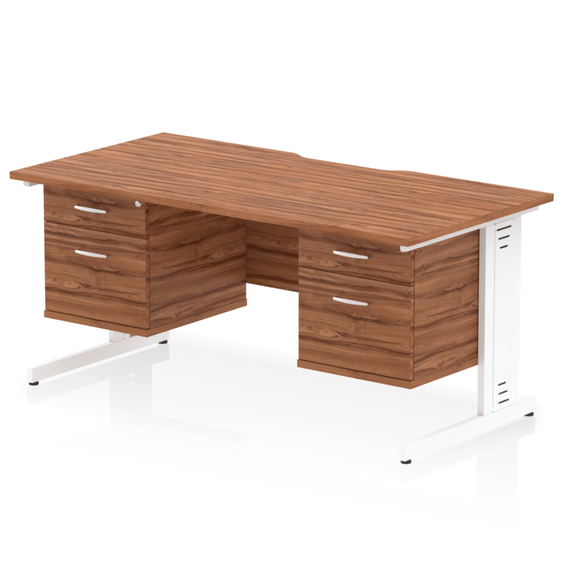 Impulse Scalloped Edge 1600mm Cable Managed Straight Desk With Two Fixed Pedestal - Image 36