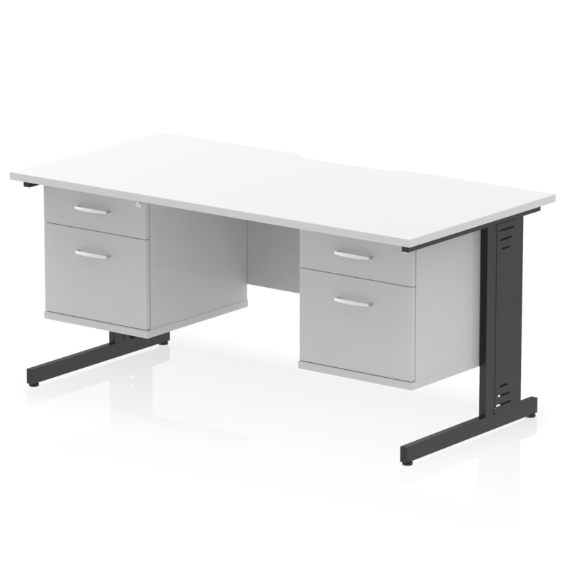 Impulse Scalloped Edge 1600mm Cable Managed Straight Desk With Two Fixed Pedestal - Image 37
