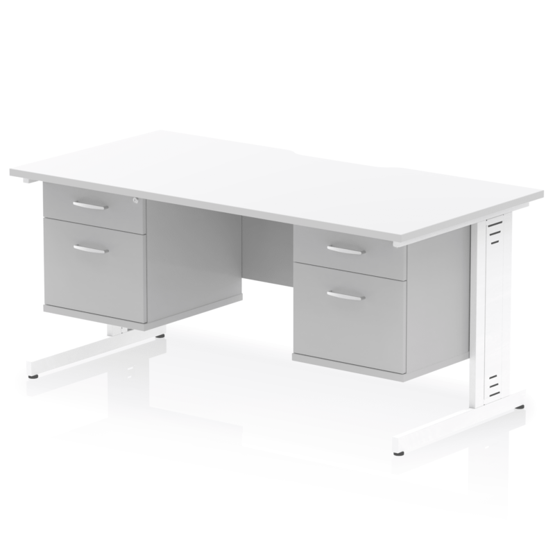 Impulse Scalloped Edge 1600mm Cable Managed Straight Desk With Two Fixed Pedestal - Image 39