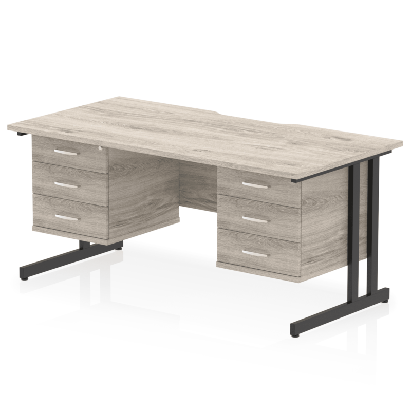 Impulse Scalloped Edge 1600mm Cantilever Straight Desk With Two Fixed Pedestal - Image 43