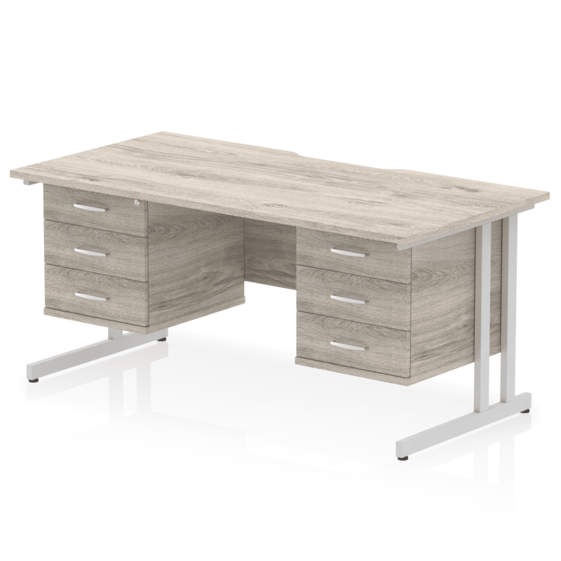 Impulse Scalloped Edge 1600mm Cantilever Straight Desk With Two Fixed Pedestal - Image 44