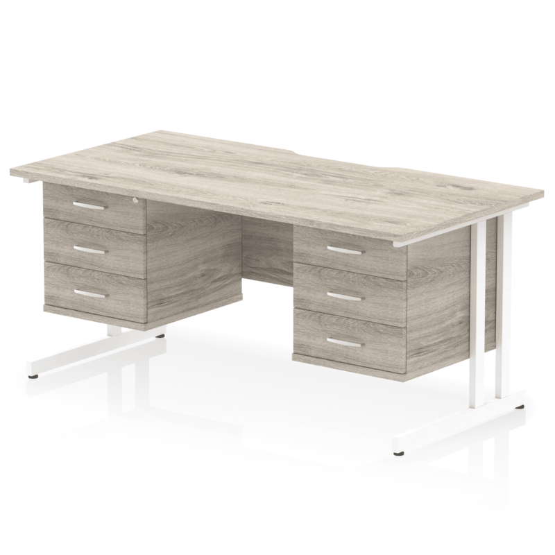 Impulse Scalloped Edge 1600mm Cantilever Straight Desk With Two Fixed Pedestal - Image 45