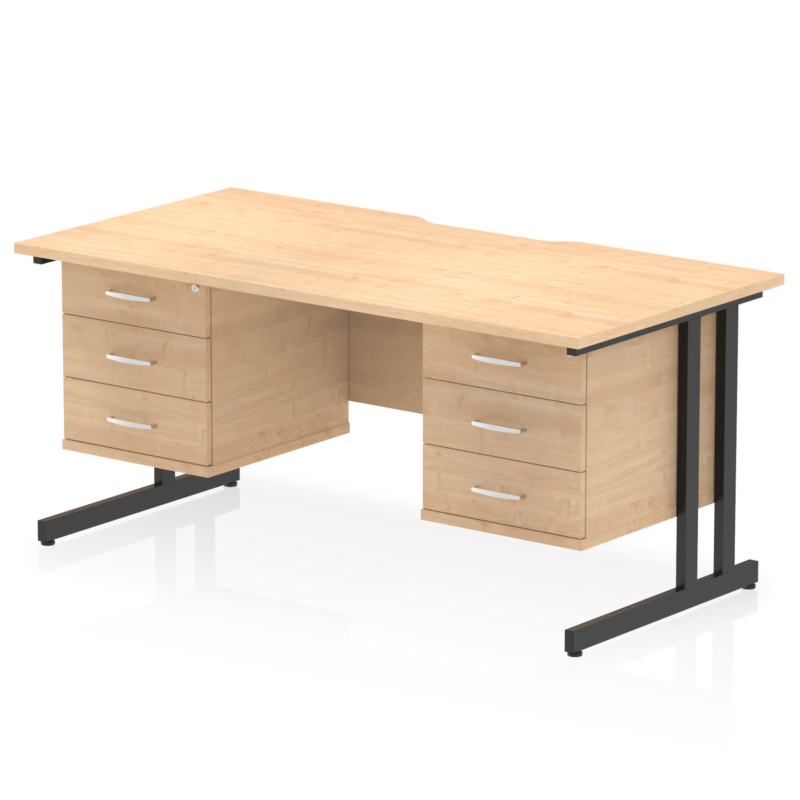 Impulse Scalloped Edge 1600mm Cantilever Straight Desk With Two Fixed Pedestal - Image 46
