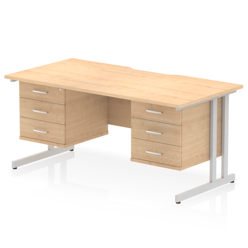 Impulse Scalloped Edge 1600mm Cantilever Straight Desk With Two Fixed Pedestal - Image 47