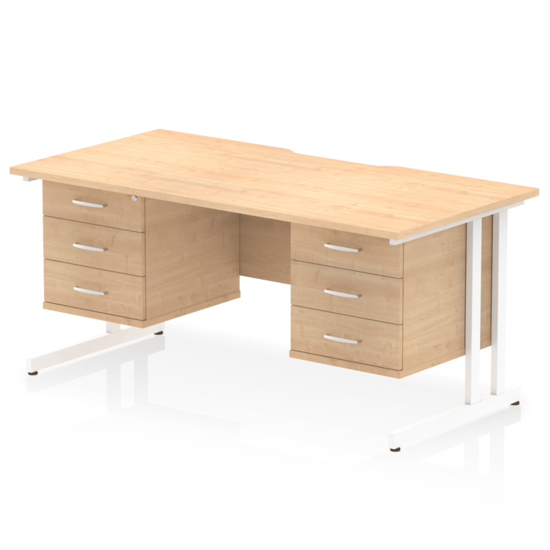 Impulse Scalloped Edge 1600mm Cantilever Straight Desk With Two Fixed Pedestal - Image 48