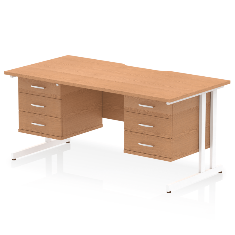 Impulse Scalloped Edge 1600mm Cantilever Straight Desk With Two Fixed Pedestal - Image 51