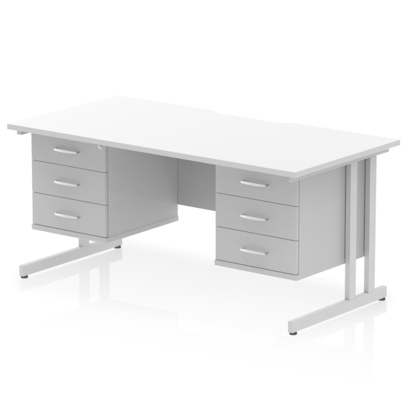Impulse Scalloped Edge 1600mm Cantilever Straight Desk With Two Fixed Pedestal - Image 56