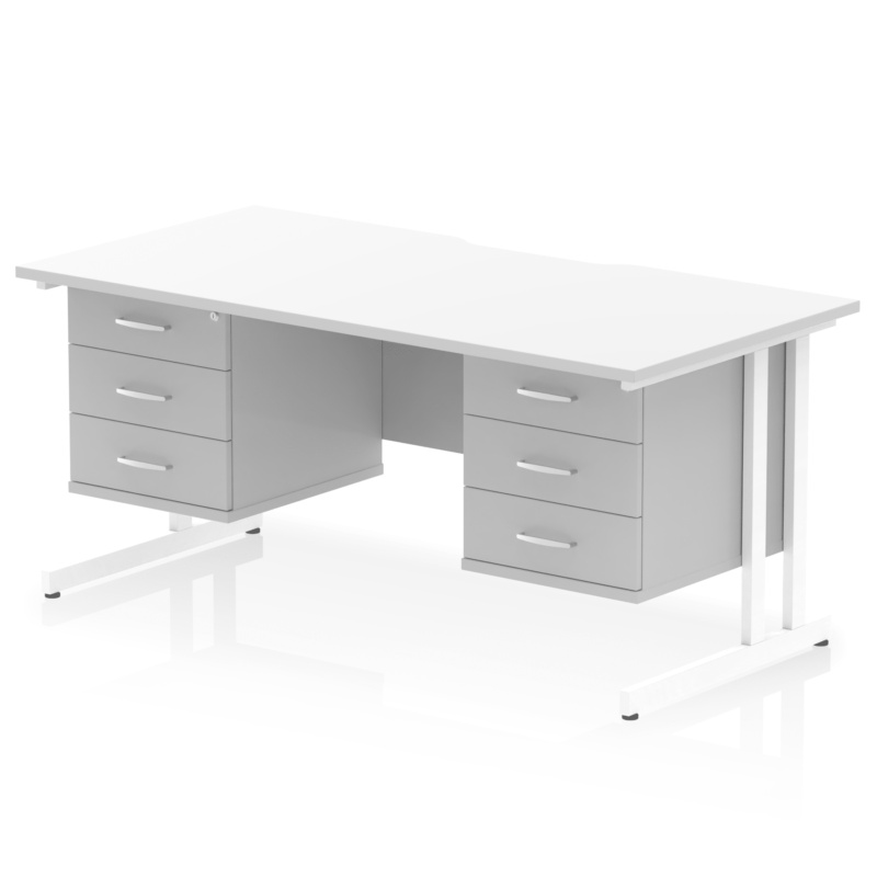 Impulse Scalloped Edge 1600mm Cantilever Straight Desk With Two Fixed Pedestal - Image 57