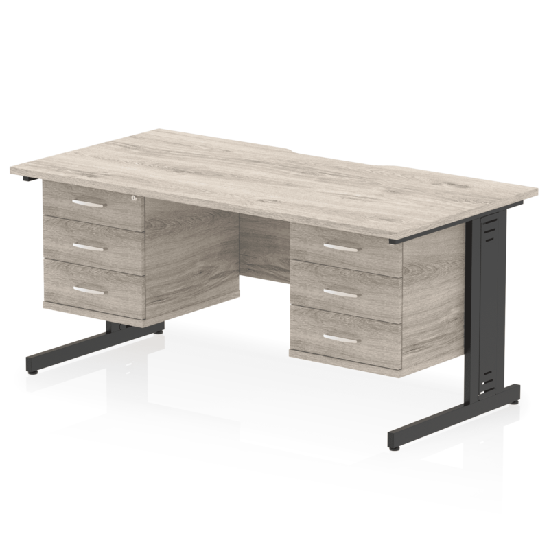 Impulse Scalloped Edge 1600mm Cable Managed Straight Desk With Two Fixed Pedestal - Image 43