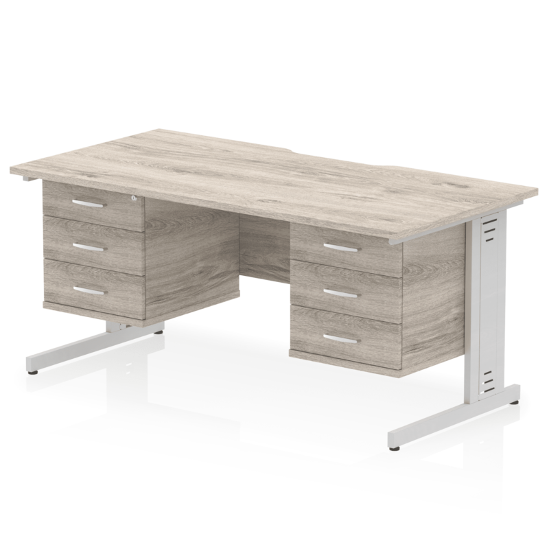Impulse Scalloped Edge 1600mm Cable Managed Straight Desk With Two Fixed Pedestal - Image 44