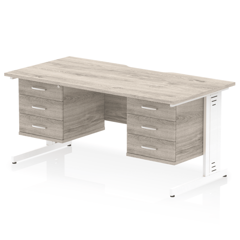 Impulse Scalloped Edge 1600mm Cable Managed Straight Desk With Two Fixed Pedestal - Image 45