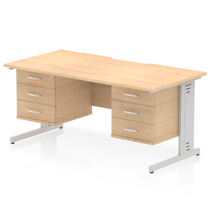 Impulse Scalloped Edge 1600mm Cable Managed Straight Desk With Two Fixed Pedestal - Image 47