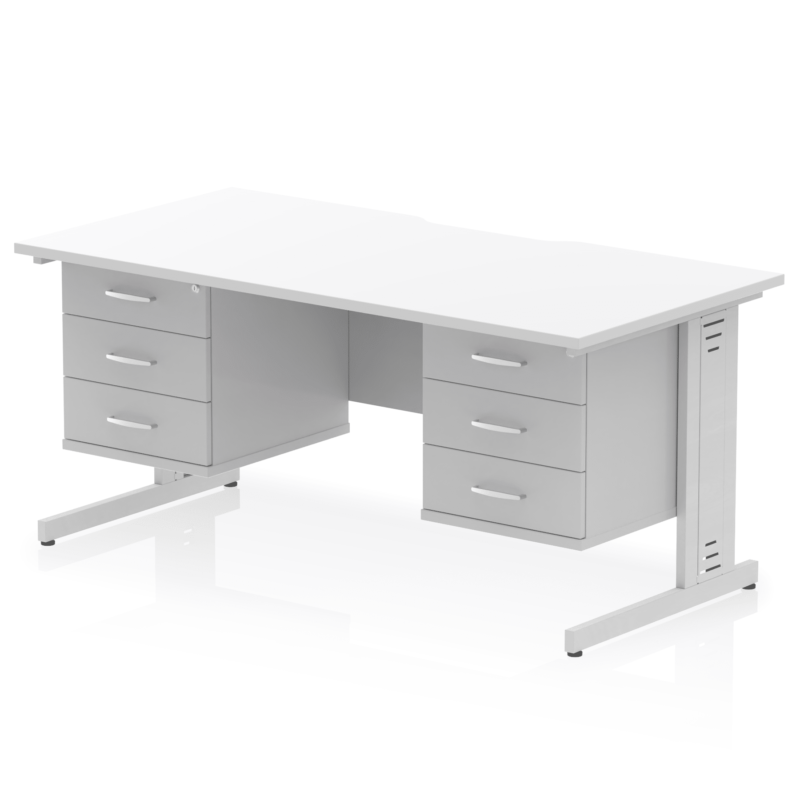 Impulse Scalloped Edge 1600mm Cable Managed Straight Desk With Two Fixed Pedestal - Image 56
