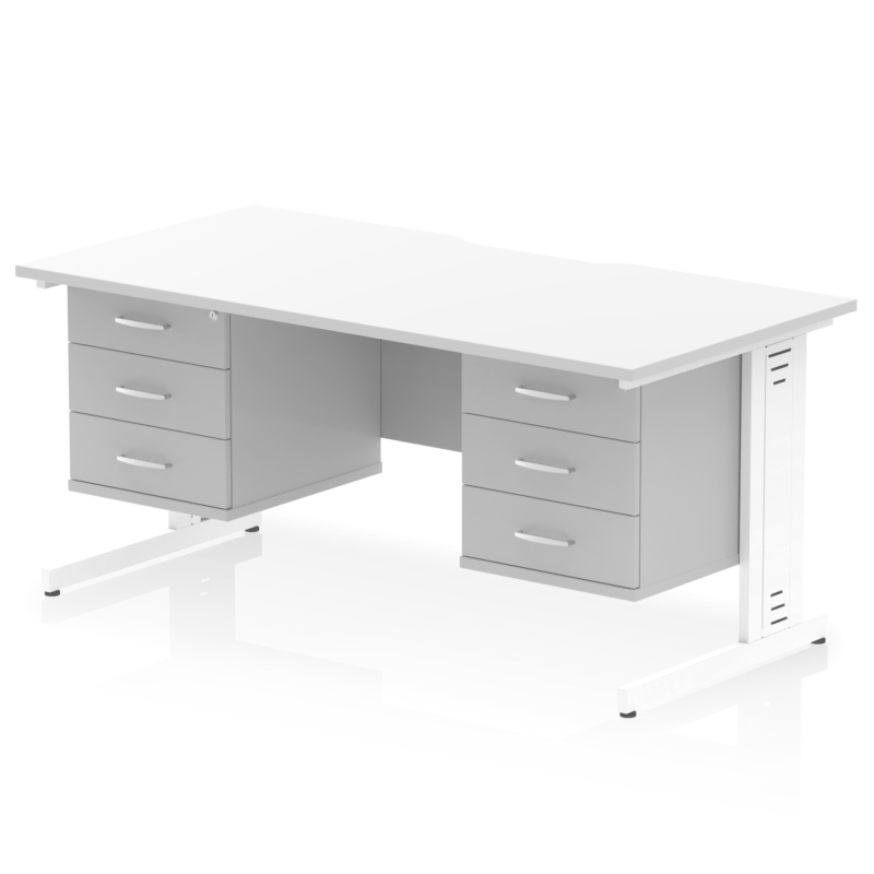 Impulse Scalloped Edge 1600mm Cable Managed Straight Desk With Two Fixed Pedestal - Image 57