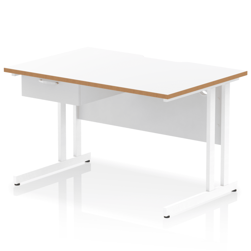 Impulse Scalloped Edge Cantilever Straight Desk With Single One Drawer Fixed Pedestal - Image 37