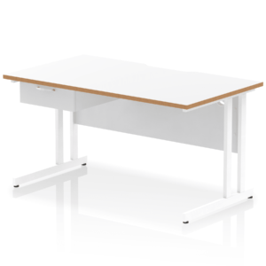 Impulse Scalloped Edge Cantilever Straight Desk With Single One Drawer Fixed Pedestal - Image 38