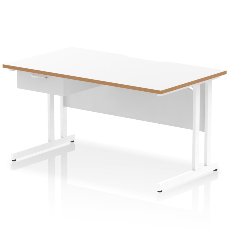 Impulse Scalloped Edge Cantilever Straight Desk With Single One Drawer Fixed Pedestal - Image 38