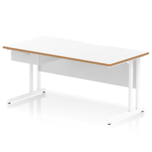 Impulse Scalloped Edge Cantilever Straight Desk With Single One Drawer Fixed Pedestal - Image 39