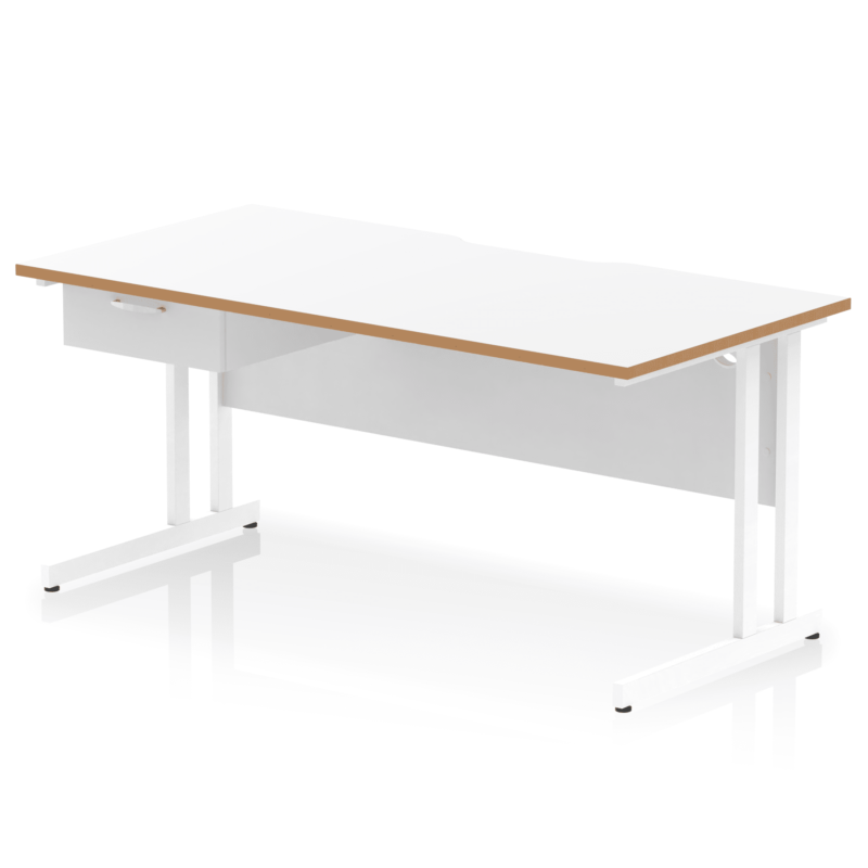 Impulse Scalloped Edge Cantilever Straight Desk With Single One Drawer Fixed Pedestal - Image 39